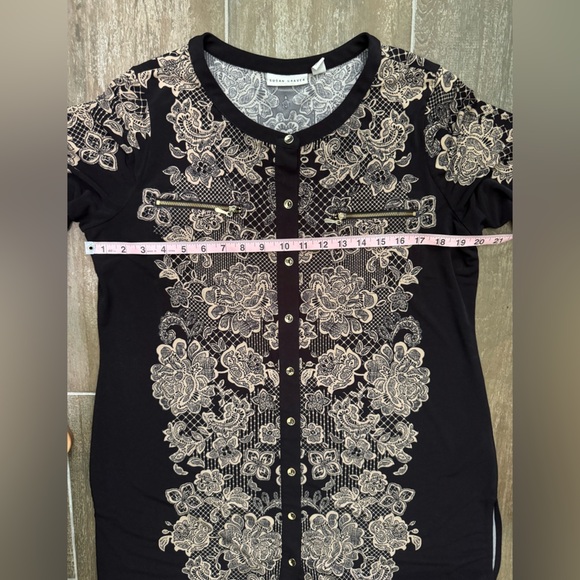Susan Graver Black and Cream Lace Pattern Dress/ Tunic - Picture 9 of 10